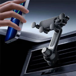 Nuevo 360 ° Soporte giratorio para teléfono de coche con clip para ventilación, soporte telescópico para teléfono con salida de aire, compatible con teléfonos de 4.7 a 7 pulgadas.