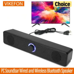 Barra de sonido inalámbrica Bluetooth y PC, altavoz con cable, barra de sonido alimentada por USB para TV, Pc, portátil, juegos, sistema de Audio envolvente de cine en casa