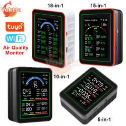 Tuya WiFi Monitor inteligente multifuncional de calidad del aire probador de CO2 CO TVOC HCHO PM Detector de formaldehído medidor de temperatura y humedad