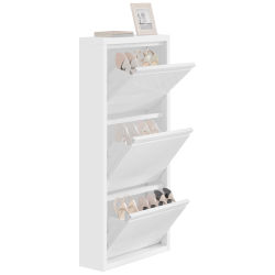 WOLTU Mueble para guardar zapatos de 50x106x15cm con 3 solapas, zapatero cerrado, estrecho mueble para zapatos con cajones para pasillo y sala de estar