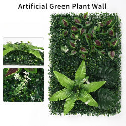 1 unidad de paneles de pared de plantas verdes artificiales, planta de simulación, decoración de fondo de pared, planta biónica 3D, césped al aire libre, hierba falsa