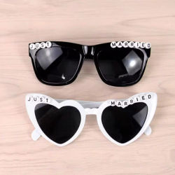 Gafas de sol en forma de corazón para casarse, equipo de novio y novia, gafas de novia, decoración de despedida de soltera, gafas de regalo para dama de honor