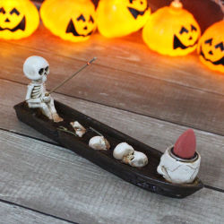 Juego de 3 Piezas de Barcos de Resina para Aromaterapia con Diseño de Esqueleto, Barco de Aromaterapia para Halloween, Fragancia de Aire Fresco, Muebles, Sala de Estar