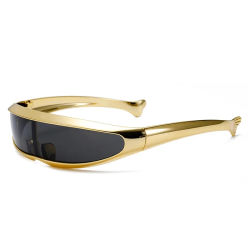 Gafas de sol futuristas de una sola pieza, gafas de sol galvanizadas personalizadas para mujeres y hombres, gafas Steampunk Y2K, gafas de fiesta Rave UV400 2024