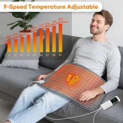 Almohadillas calefactoras eléctricas de 30x60cm para espalda, cuello, hombros, hogar, oficina, manta cálida lavable para invierno, Control de temperatura temporizado