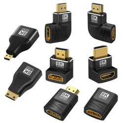 Adaptador 8K HDMI 2,1, convertidor macho a hembra de ángulo recto de 90 270 grados, conector de extensión de Cable HDMI para TV, portátil, Monitor de PC