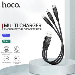 Hoco-Cable USB 3 en 1 para teléfono móvil Cable de carga rápida 3 en 1 para Lightning Micro USB