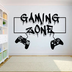 Calcomanía de pared de Gamer Gaming Zone Controller pegatina de vinilo personalizada para