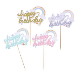 Adornos de arcoíris para Tartas de feliz cumpleaños 1/3/5 piezas adornos para cupcakes decoración