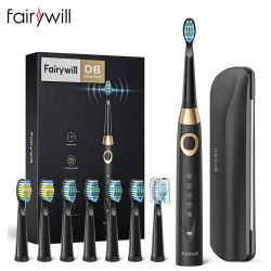 Fairywill-cepillo de dientes eléctrico sónico 5 modos cabezales de repuesto Estuche De Viaje