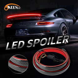 OKEEN-alerón Led de fibra de carbono para coche luces traseras de 12V señal de giro de freno de