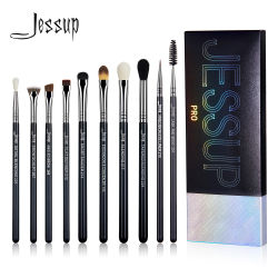 Jessup-Juego de brochas para ojos 10 Set de brochas de maquillaje de ojos pelo sintético mezcla