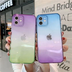 Funda de silicona transparente con gradiente de doble Color para teléfono 14 13 Pro Max 12 Pro