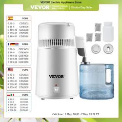 VEVOR Destilador de Agua Destilación de Agua 4L Purificador de Destilación de Agua Eléctrica de