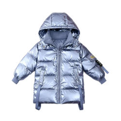 N15 зимняя новая одежда для мальчиков и девочек Толстая теплая пуховая куртка с капюшоном средней длины непромокаемое пальто