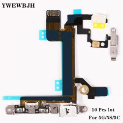 YWEWBJH 10pcs Power Flex Cable for iPhone 5 5S Volume Button Mute Switch Metal Bracket Flash Replacement Parts