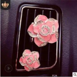 Black/Rose/White/Pink/Purple Camellia Aromatherapy Clip Auto Air Vent Freshener Car Accessories Car Air Fragrance HA151