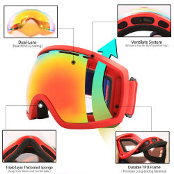 Professional ski goggles double layers UV400 anti-fog big ski mask glasses skiing men women snowboard goggles Sports Equipment