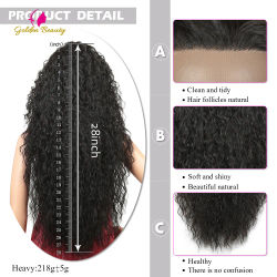Synthetic Hair Lace Front Wig For Women Long Black Heat Resistant 28 Inch
