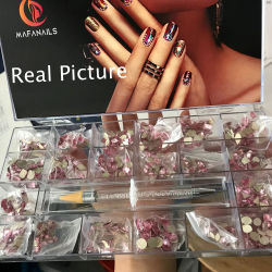 1000pcs One Box + 1 Dotting Pen New Rhinestons For Nail, 20 Different Shapes Pink/Mineral Gold/Mineral Silver Manicure Gems ZB35