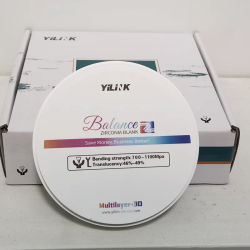 Yilink 3D многослойный Цирконий чистый 49% Высокая полупрозрачная эстетика 1100 МПа прочность 98 мм толщина 16 мм для стоматологических CAD/CAM