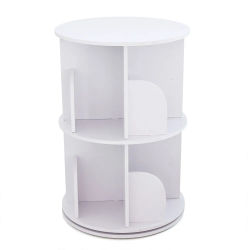 Roterende bogreol - 2 hylder - 360° rotation - 40×40×60 cm - Maks 100 kg - Fritstående - Stabelbar - Træ-plastkomposit (PVC) - Hvid