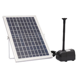 Solcellsdriven fontänpump - Damm- och trädgårdspump - Flöde 1000 l/h - Med solpanel - Utomhusbruk - Svart