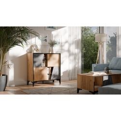 OVO bogreol 4D mørk beton/urskov-eg