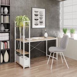 NARVIK B1 skrivebord Hvid / Sonoma eg.