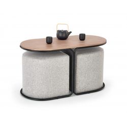 PAMPA sofabord 88x49cm med 2 x puffer - Valnød