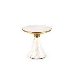 TALBI sofabord, Hvid marmor / Hvid / guld