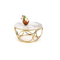VENUS 2 sofabord, Hvid marmor / guld