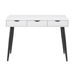 Neptun skrivebord m. 3 skuffer - Hvid/Sort