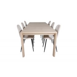 Spisestuesæt Slider - Beige, Sort og Natur og Hvid