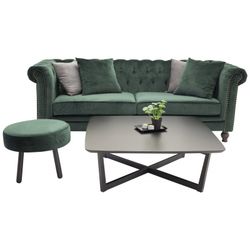 Velvet 3 personers Sofa - Grøn og Natur