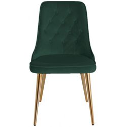 Velvet Deluxe Spisebordsstol - Messing og Grøn velour