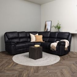 Christopher Recliner Sofa - Sort Ruskindsblød mikrofiber