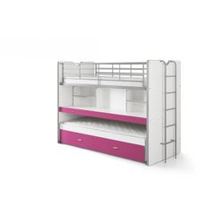 Køjeseng med skrivebord 90 x 200 cm – lyserød