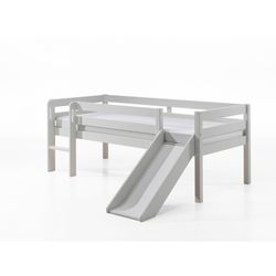Halvhøj seng med rutsjebane 90 x 200 cm – Pino, hvid