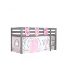 Halvhøj seng med forhæng – Pino Grå Birdy