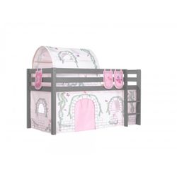 Halvhøj seng med forhæng og tunnel – Pino, grå