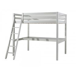 Højbedseng med skrivebord Pino 140 x 200 cm – hvid