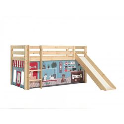 Halvhøj seng med rutsjebane – Pino, natur, Pet Shop forhæng