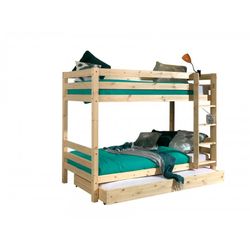 Køjeseng med udtræksskuffe – Pino, natur (h160 cm)