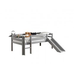 Halvhøj børneseng med rutsjebane – Pino, grå