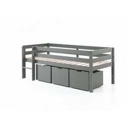 Halvhøj seng med skuffer – Pino, grå