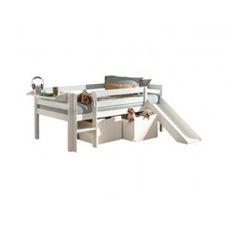 Halvhøj seng med rutsjebane – Pino sæt, hvid