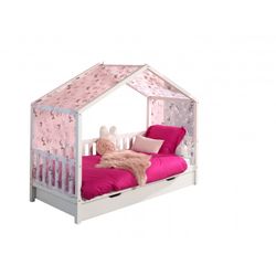 Husseng til børn med skuffe og tekstilsæt – Dallas, hvid (90 x 200 cm / 90 x 190 cm)