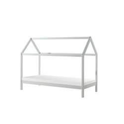 Hus-seng med madras 90 x 200 cm – Dallas, hvid