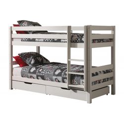 Køjeseng med skuffer – Pino, hvid (90 × 200 cm)